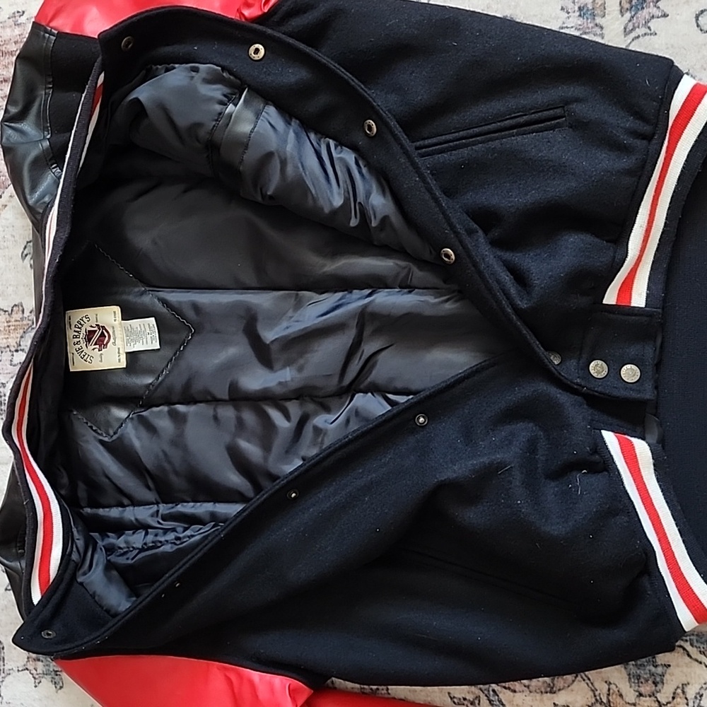 VNTG Steve & Barrys Ohio State Buckeye Faux Leather Wool Bomber Varsity Jacket M - Picture 7 of 15